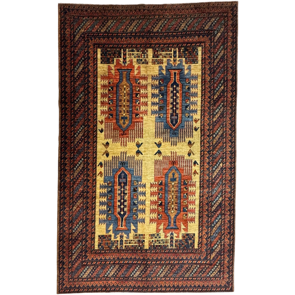 285 x 172 cm Hand-Knotted Afghan Turkmen Tribal Rug