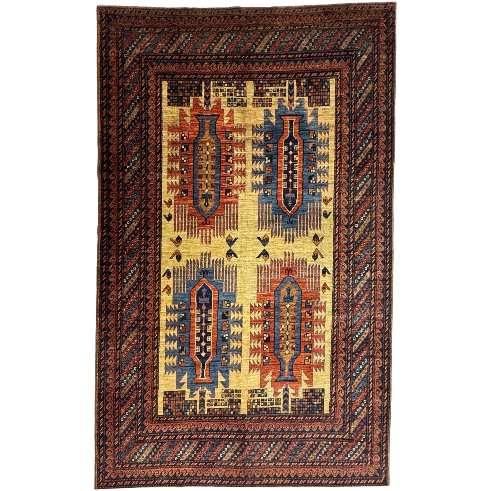 285 x 172 cm Hand-Knotted Afghan Turkmen Tribal Rug