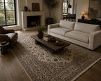 285 x 190 cm Hand-Knotted Persian Cream Kashan Wool Rug
