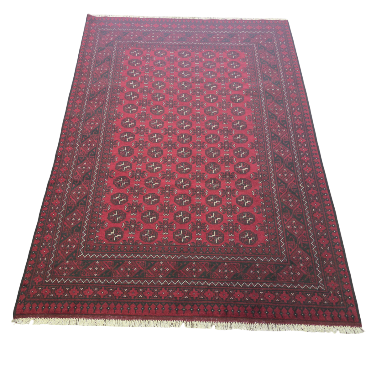 287 x 197 cm Hand-Woven Red Afghan Akche