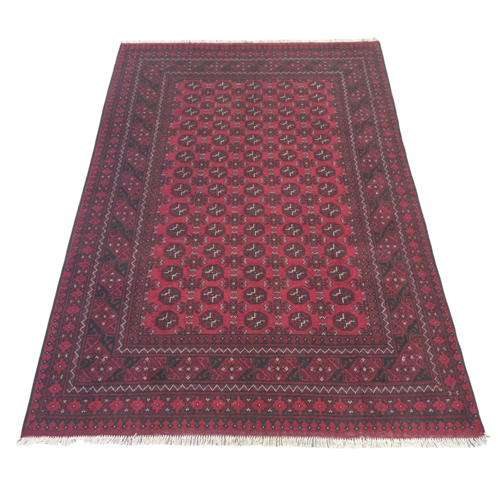 287 x 197 cm Hand-Woven Red Afghan Akche