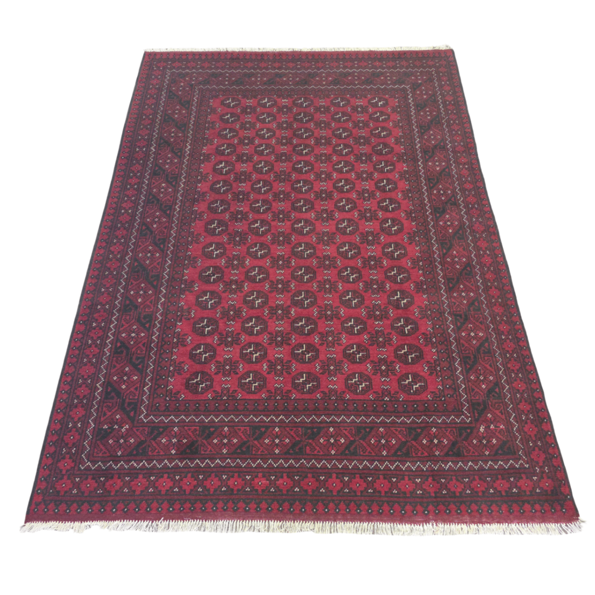 287 x 197 cm Hand-Woven Red Afghan Akche