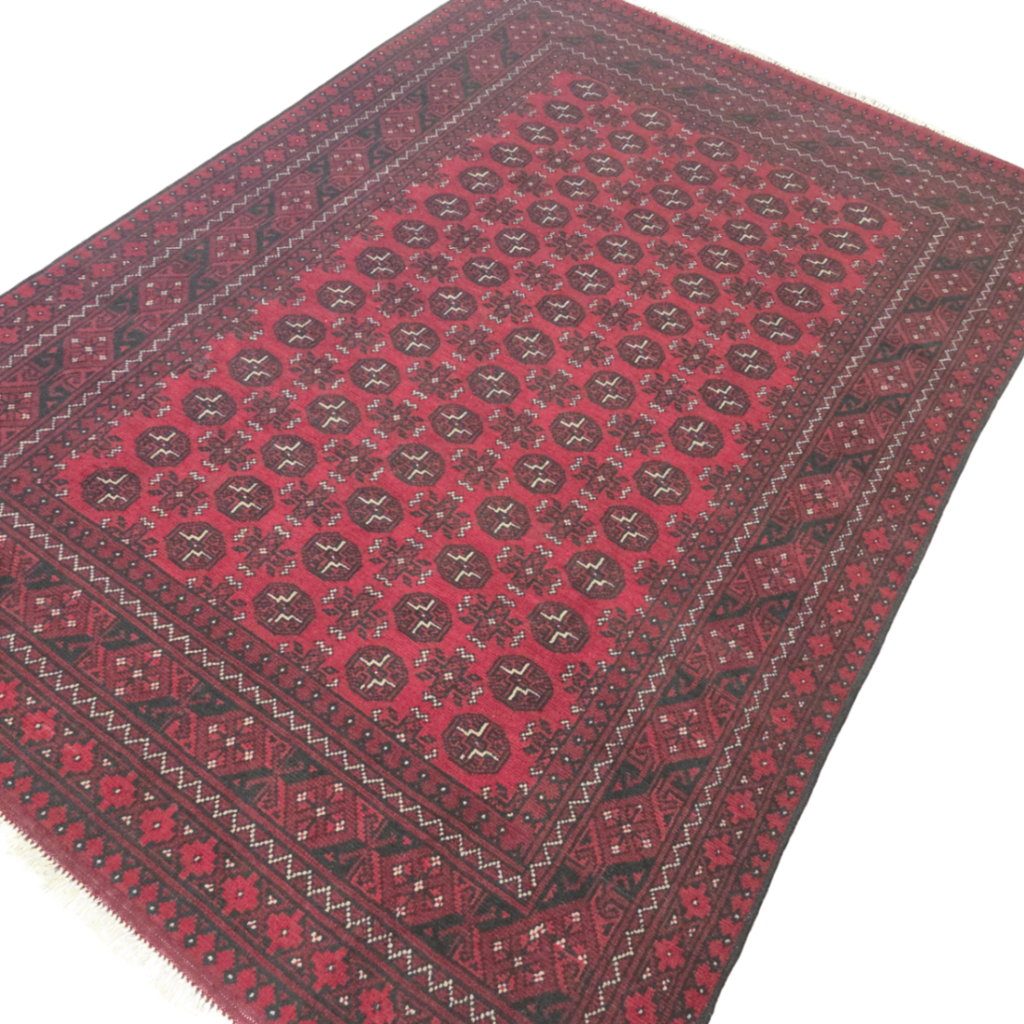 287 x 197 cm Hand-Woven Red Afghan Akche