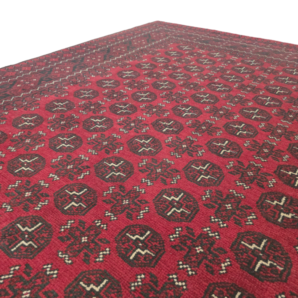 287 x 197 cm Hand-Woven Red Afghan Akche