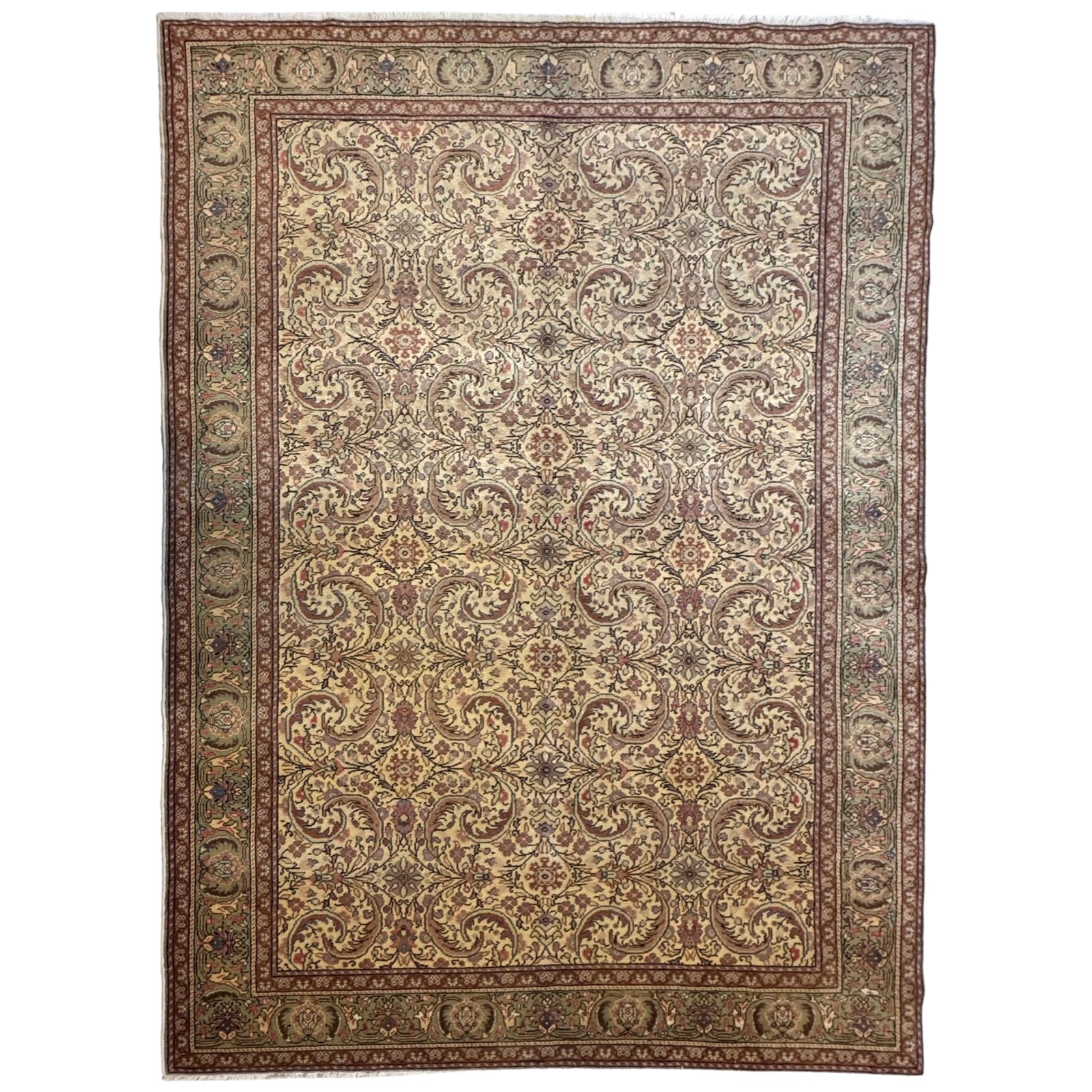 289 x 198 cm Hand-Knotted Turkish Vintage Oushak Wool Rug