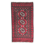 100 x 50 cm Hand-Knotted Red Bokhara Afghan Akche