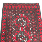 100 x 50 cm Hand-Knotted Red Bokhara Afghan Akche