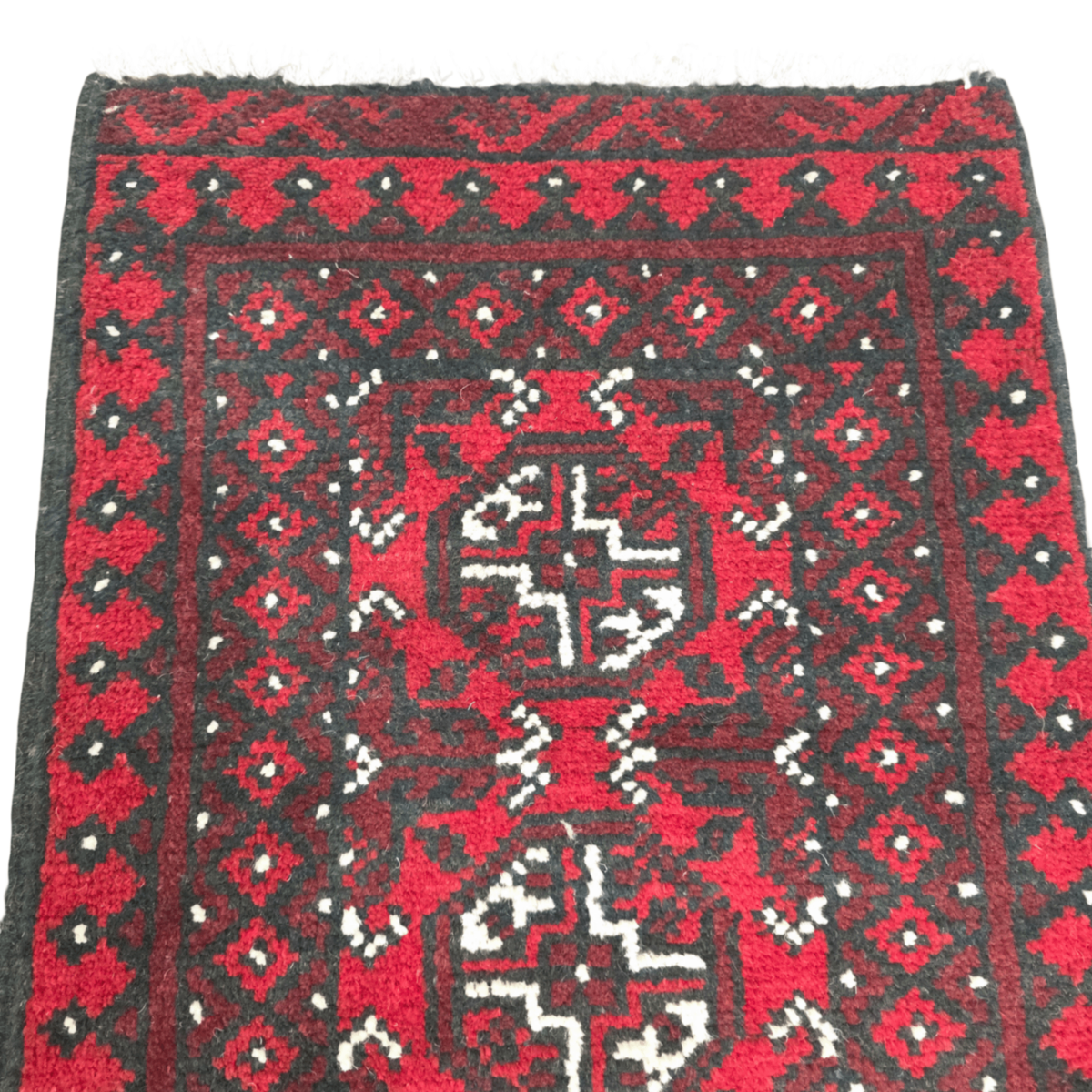 100 x 50 cm Hand-Knotted Red Bokhara Afghan Akche