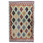 160 × 102 cm Hand-Woven Afghan Kilim Rug – Wool Flatweave