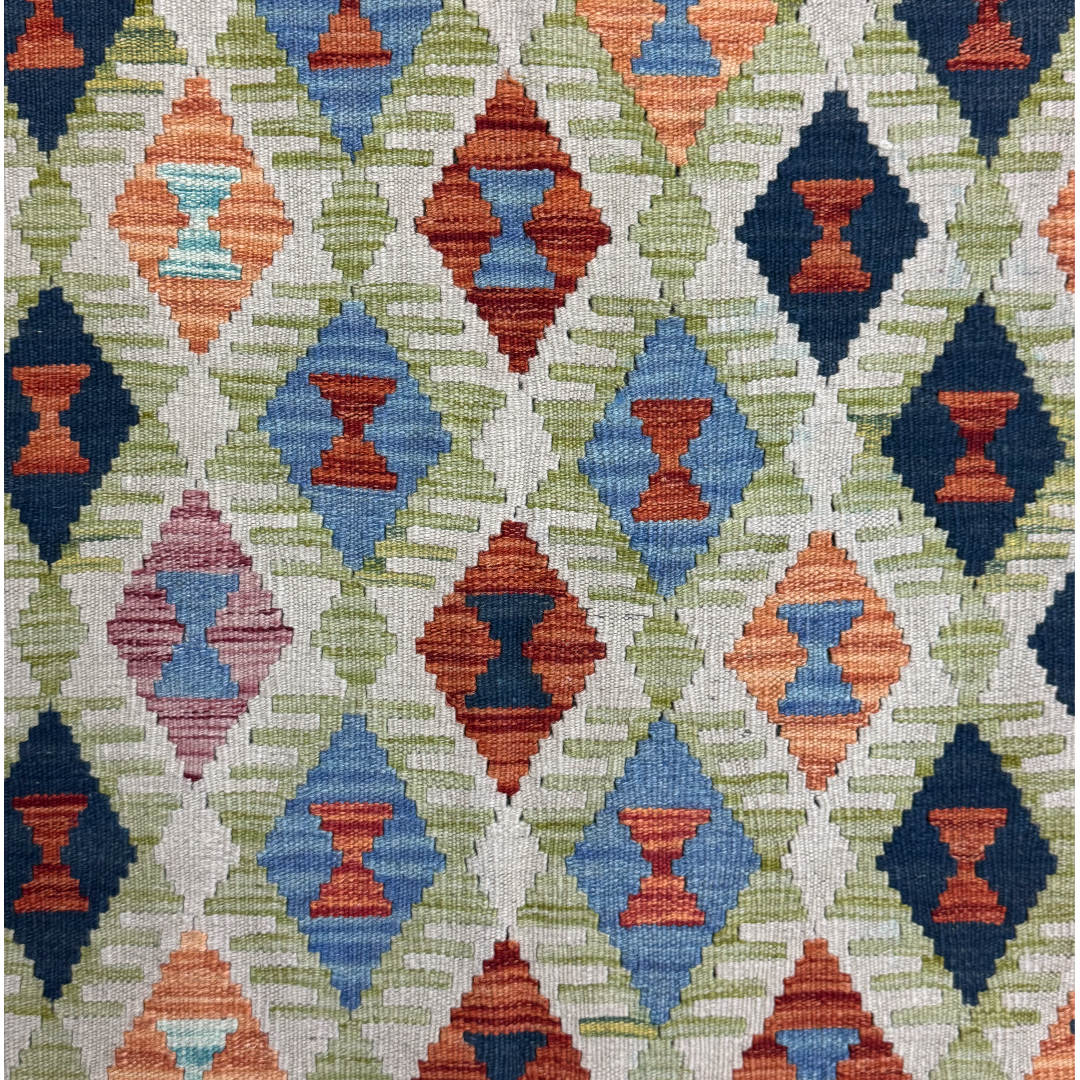 160 × 102 cm Hand-Woven Afghan Kilim Rug – Wool Flatweave