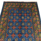 180 x 118 cm Hand-Knotted Afghan Akche Blue Tribal Rug