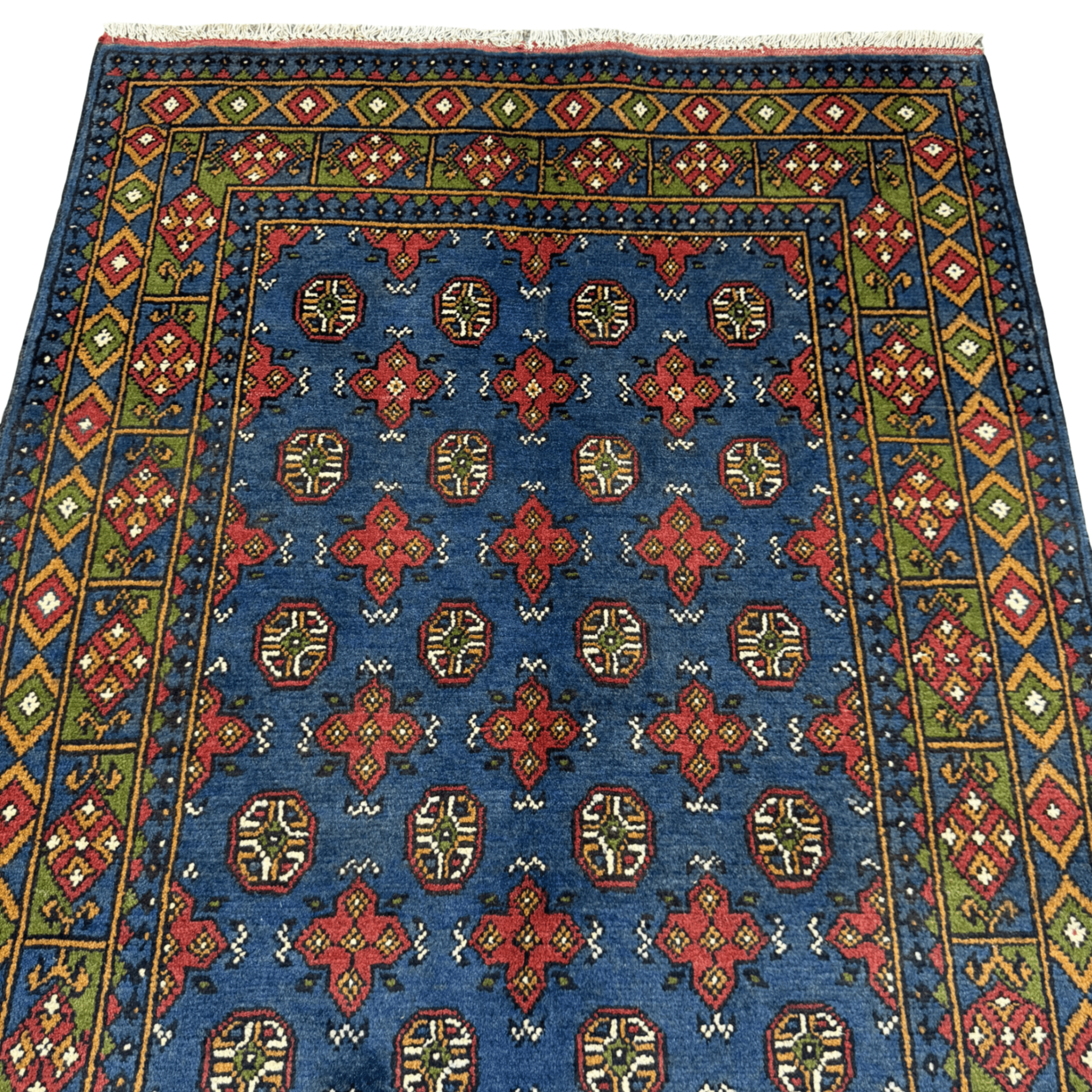 180 x 118 cm Hand-Knotted Afghan Akche Blue Tribal Rug