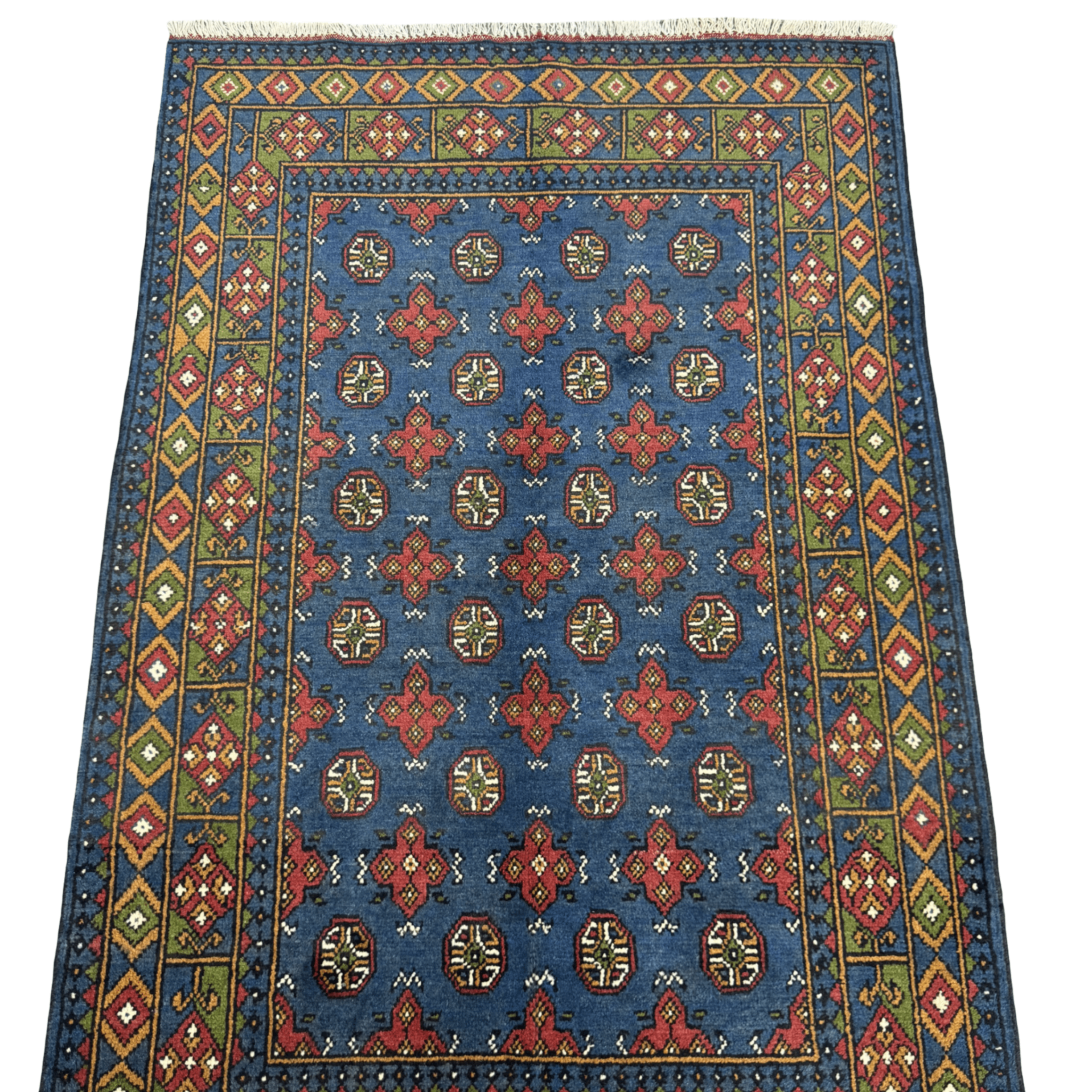 180 x 118 cm Hand-Knotted Afghan Akche Blue Tribal Rug