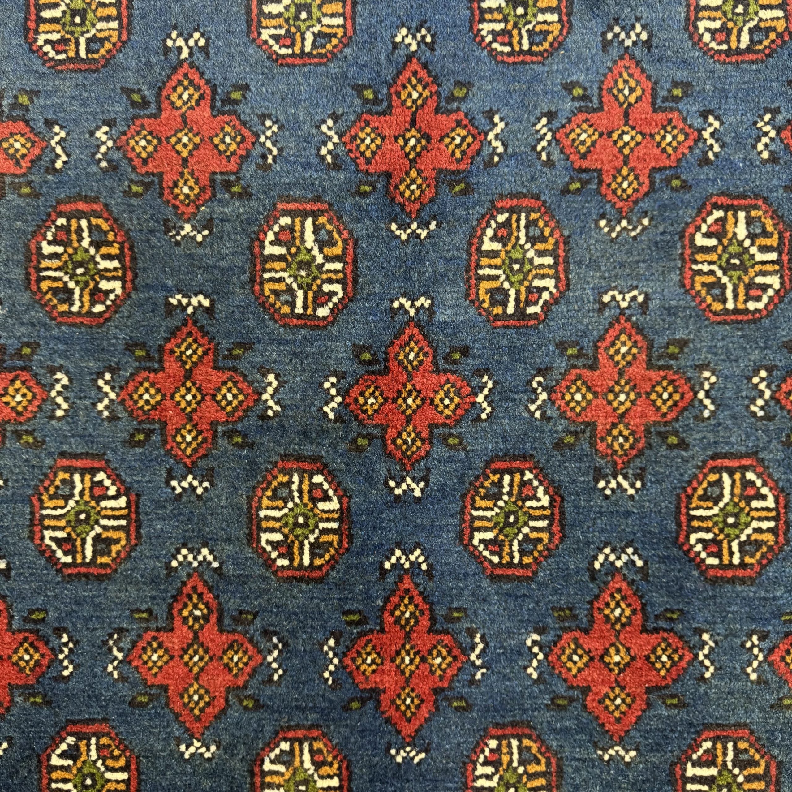 180 x 118 cm Hand-Knotted Afghan Akche Blue Tribal Rug