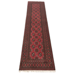 285 x 78 cm Hand-Knotted Red Afghan Akche Runner Rug