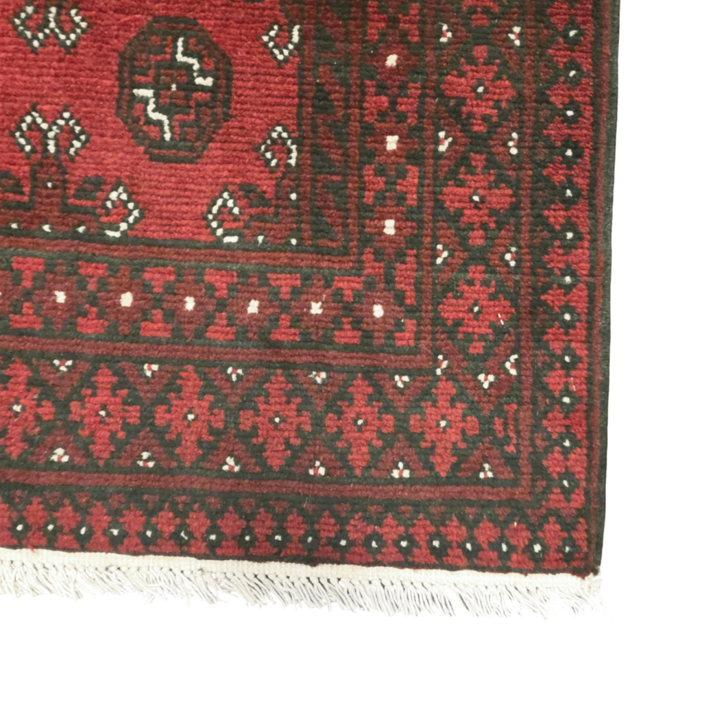 285 x 78 cm Hand-Knotted Red Afghan Akche Runner Rug