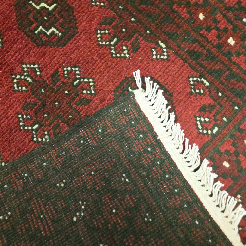 285 x 78 cm Hand-Knotted Red Afghan Akche Runner Rug