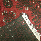 285 x 78 cm Hand-Knotted Red Afghan Akche Runner Rug