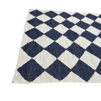 274 x 205 cm Handwoven Jute Rug – Natural & Navy Diamond Pattern