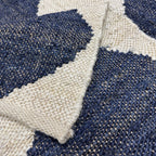 274 x 205 cm Handwoven Jute Rug – Natural & Navy Diamond Pattern
