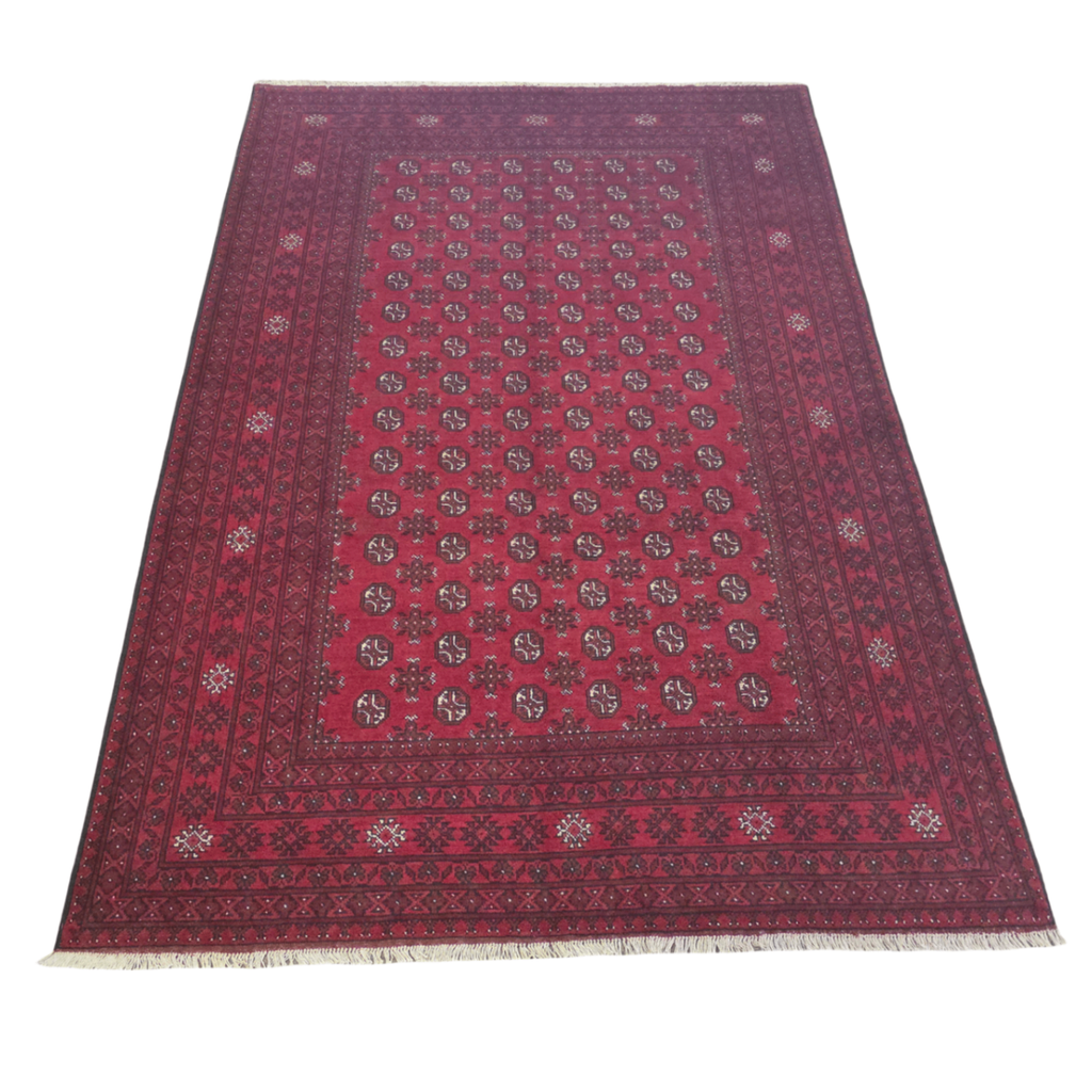 290 x 197 cm Hand-Woven Red Afghan Akche