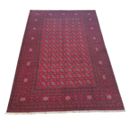 290 x 197 cm Hand-Woven Red Afghan Akche
