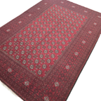 290 x 197 cm Hand-Woven Red Afghan Akche