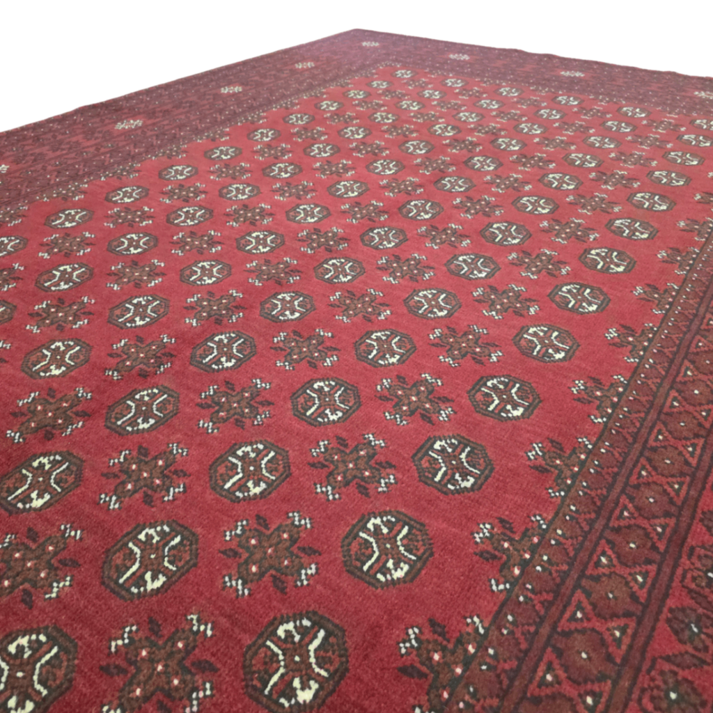 290 x 197 cm Hand-Woven Red Afghan Akche