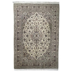 290 x 193 cm Hand-Knotted Persian Floral Kashan Cream Rug