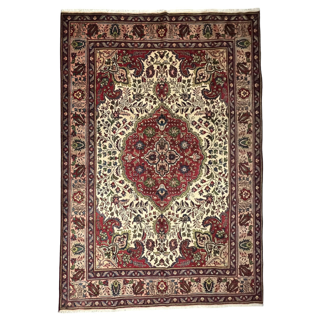 290 x 195 cm Hand-Knotted Persian Mashad Wool Rug