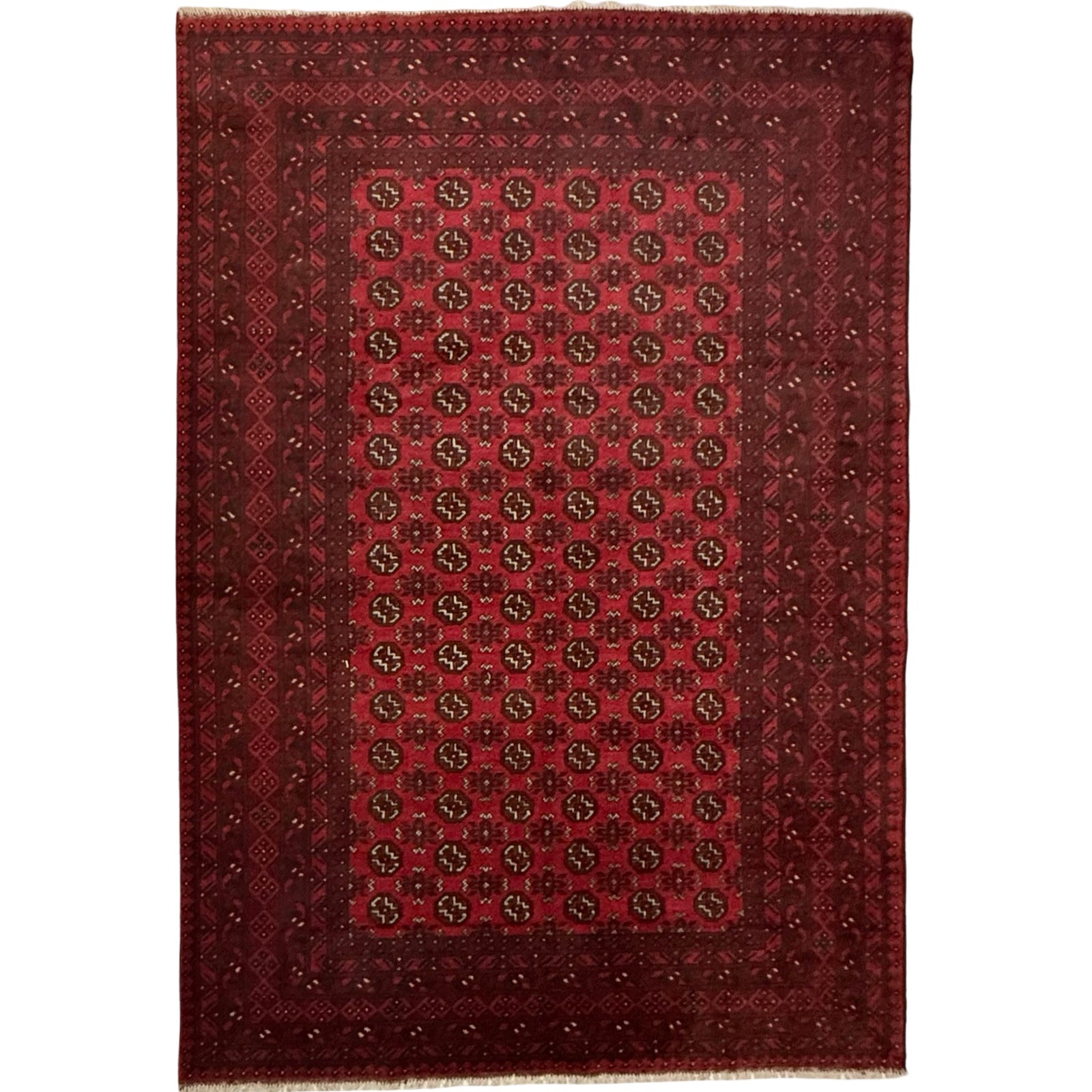 290 x 199 cm Hand-Knotted Afghan Akche Bokhara Rug