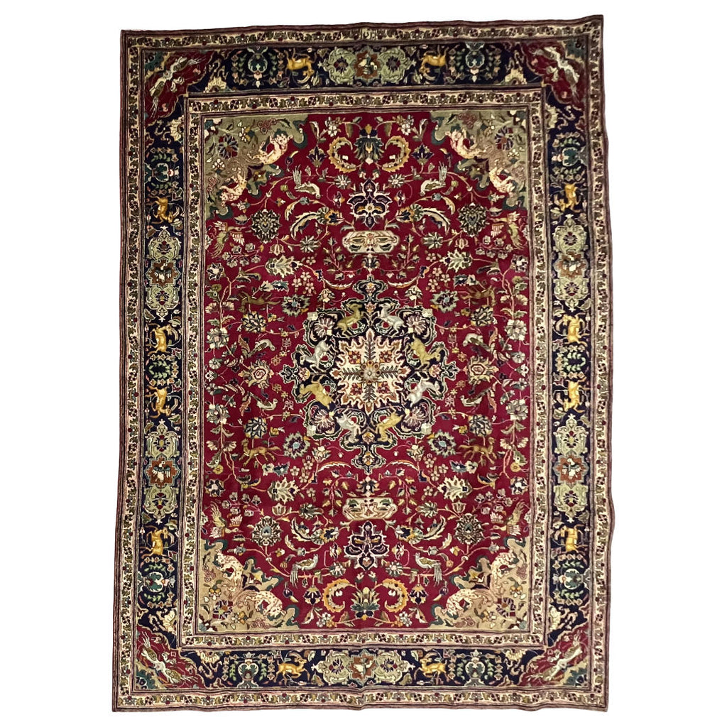 290 x 200 cm Hand-Knotted Persian Tabriz Hunting Scene Rug
