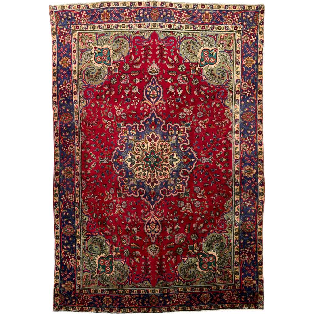 290 × 194 cm Persian Mashad Hand-Knotted Rug