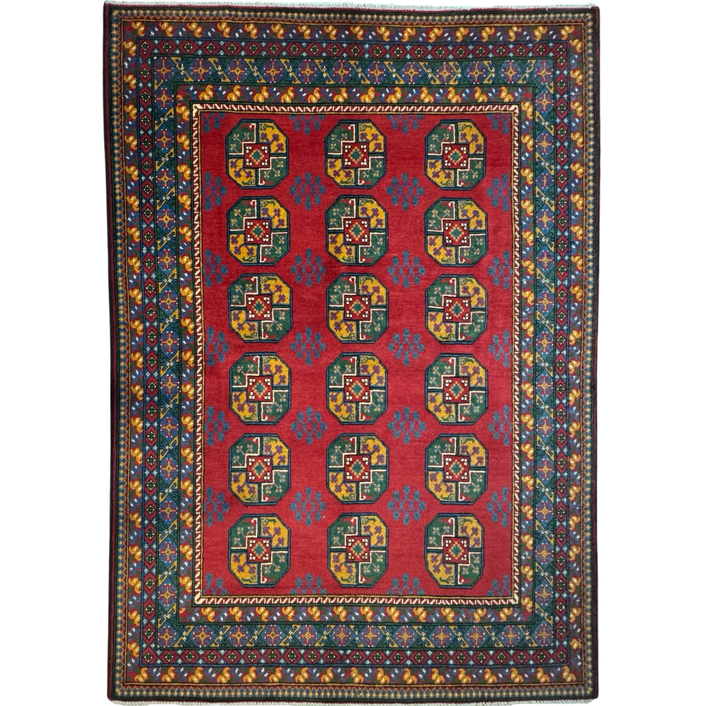 290 x 195 cm Hand-Knotted Afghan Akche Bokhara Geometric Rug
