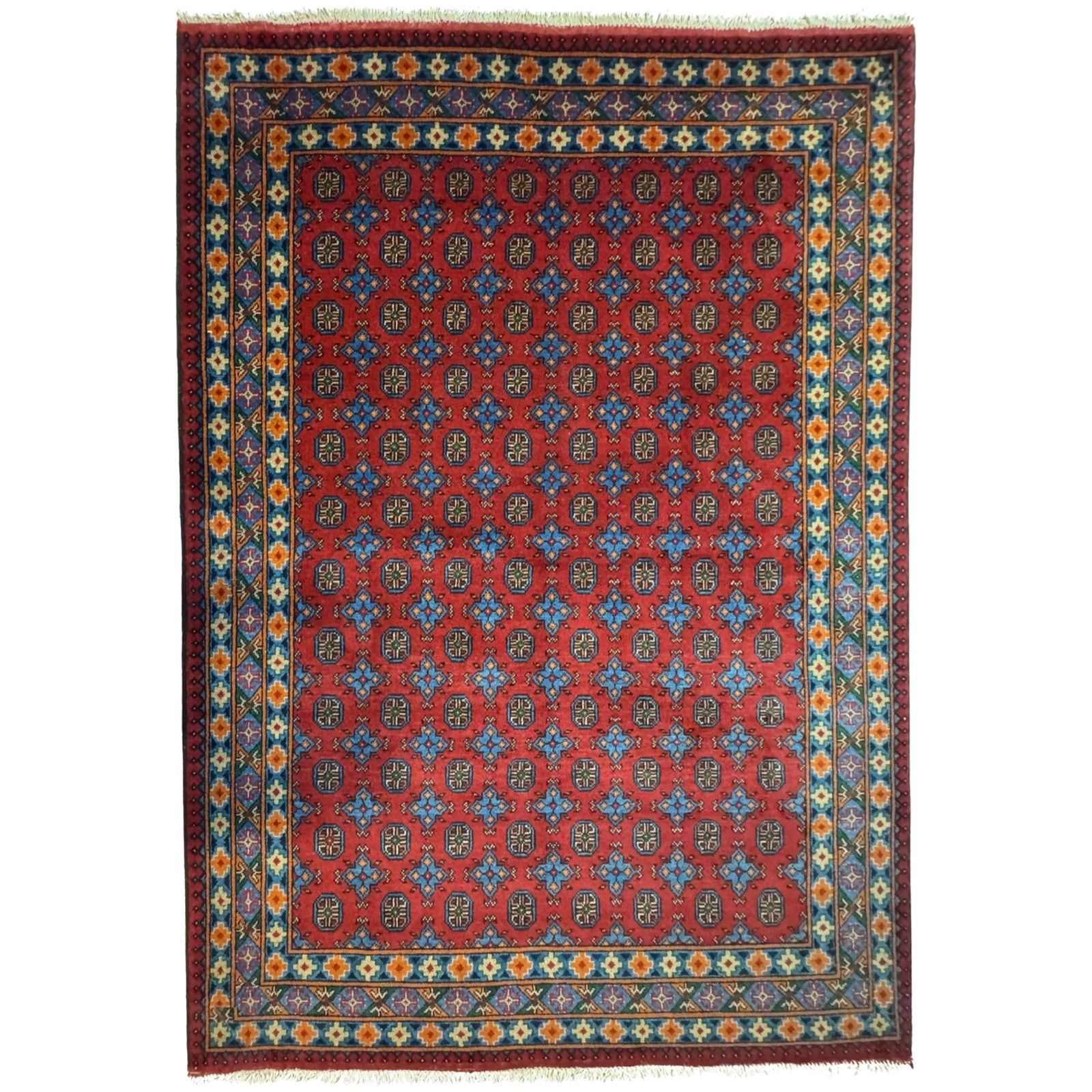 290 x 198 cm Hand-Knotted Afghan Akche Bokhara, Rug