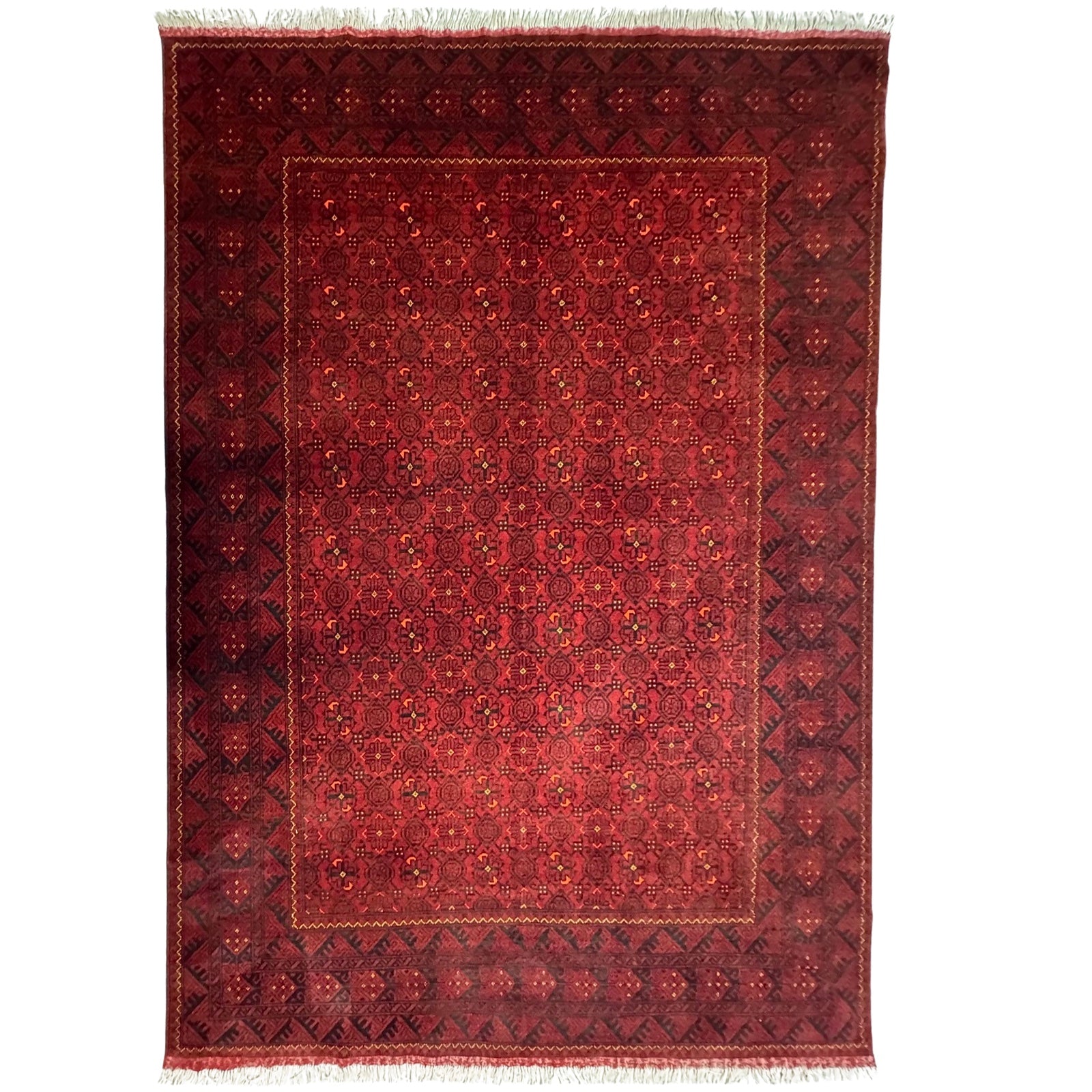 290 x 200 cm Hand-Knotted Turkmen Basiri Geometric Rug