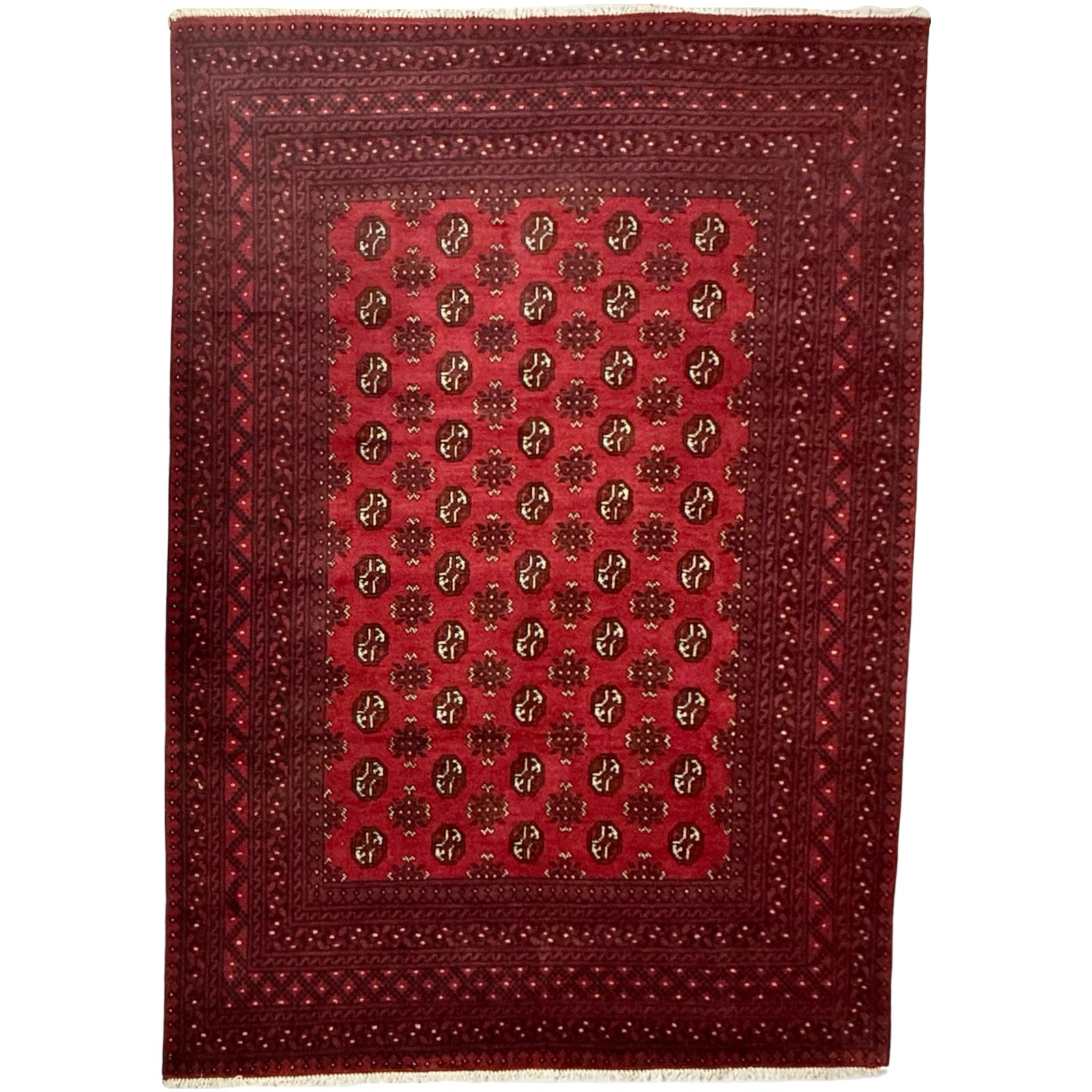 291 x 199 cm Hand-Knotted Afghan Akche Bokhara Rug