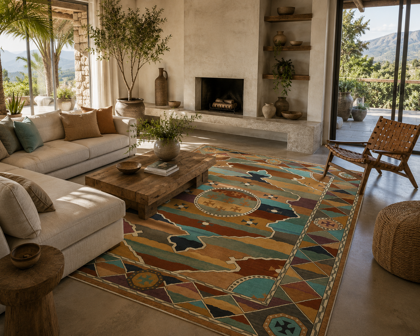 292 x 188 cm Afghan Chobi Veg-Dye Hand-Knotted Wool Rug