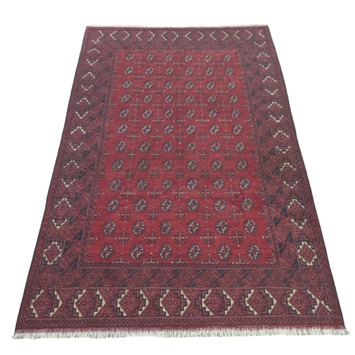 292 x 196 cm Hand-Woven Red Afghan Akche