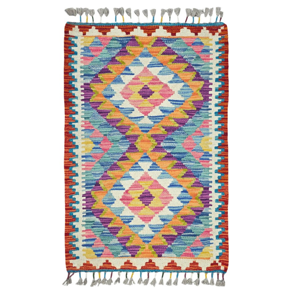 90 x 60 cm Hand-Woven Afghan Kilim