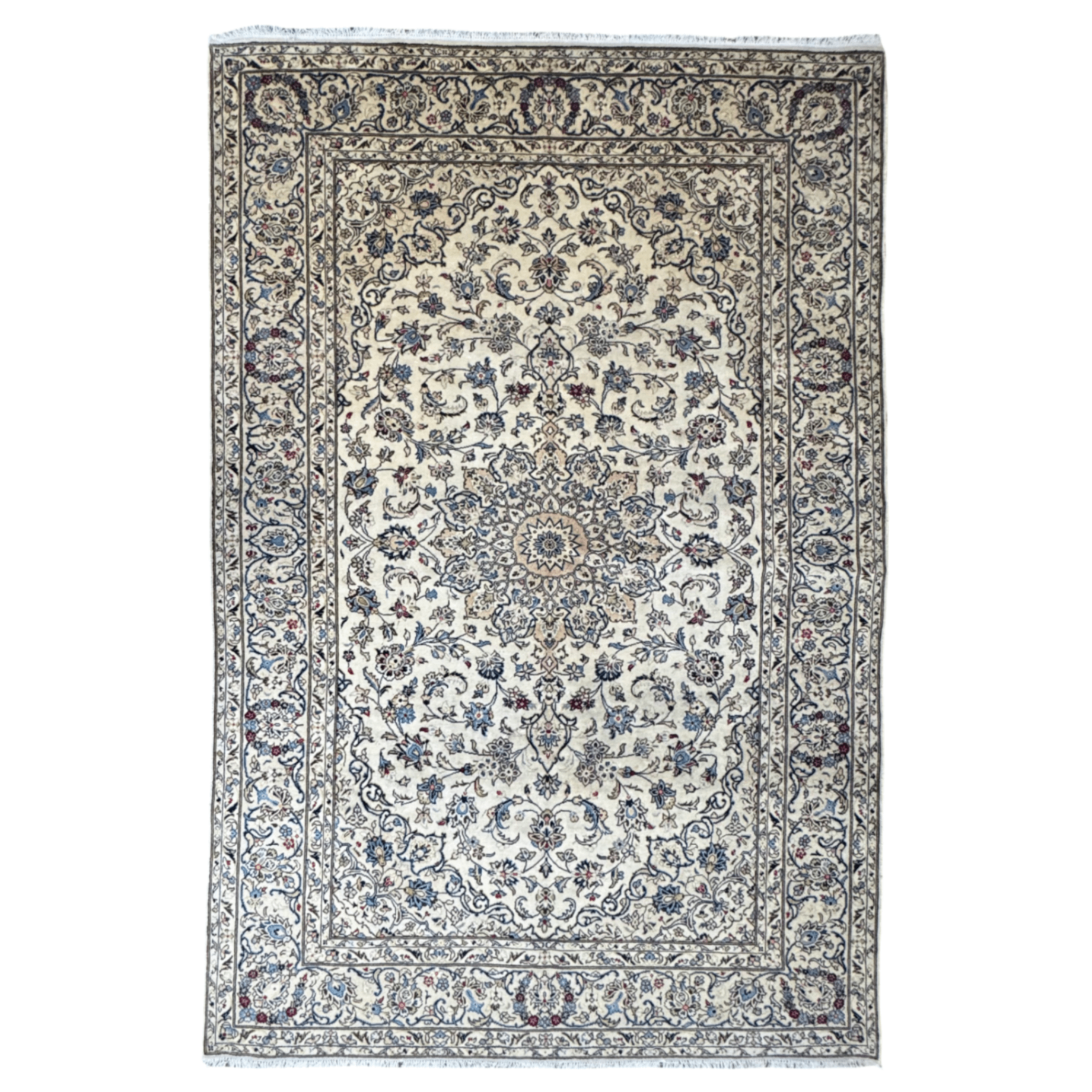 294 x 195 cm Hand-Knotted Persian Nain Floral Rug