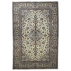 295 x 193 cm Hand-Knotted Persian Nain Ivory Wool Rug