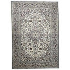 295 x 194 cm Hand-Knotted Persian Kashan Cream Rug