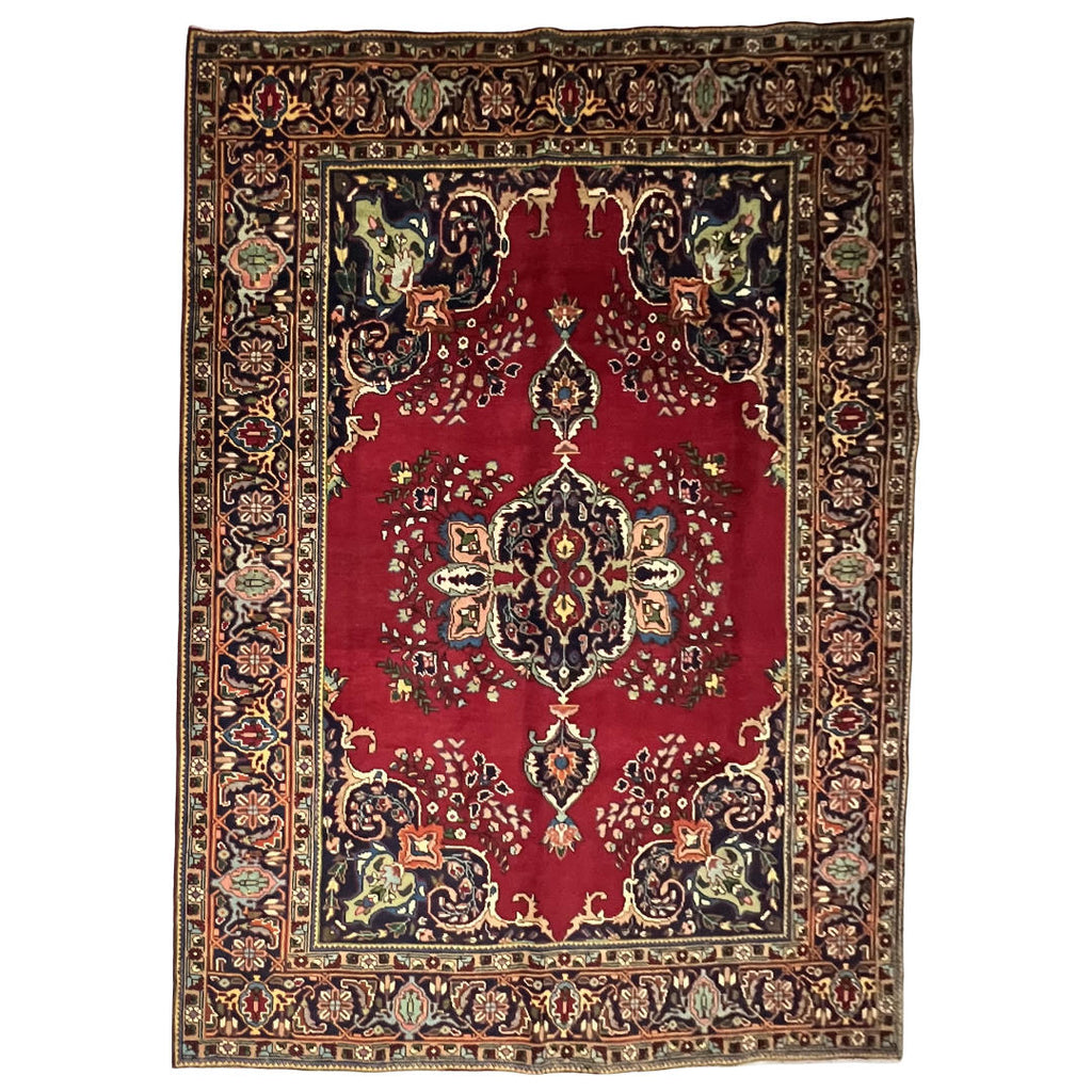 295 x 198 cm Hand-Knotted Persian Kashan Wool Rug