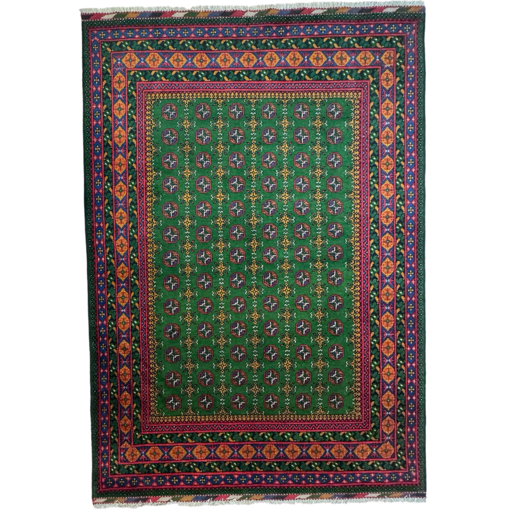 295 x 199 cm Hand-Knotted Afghan Akche Bokhara Geometric Rug