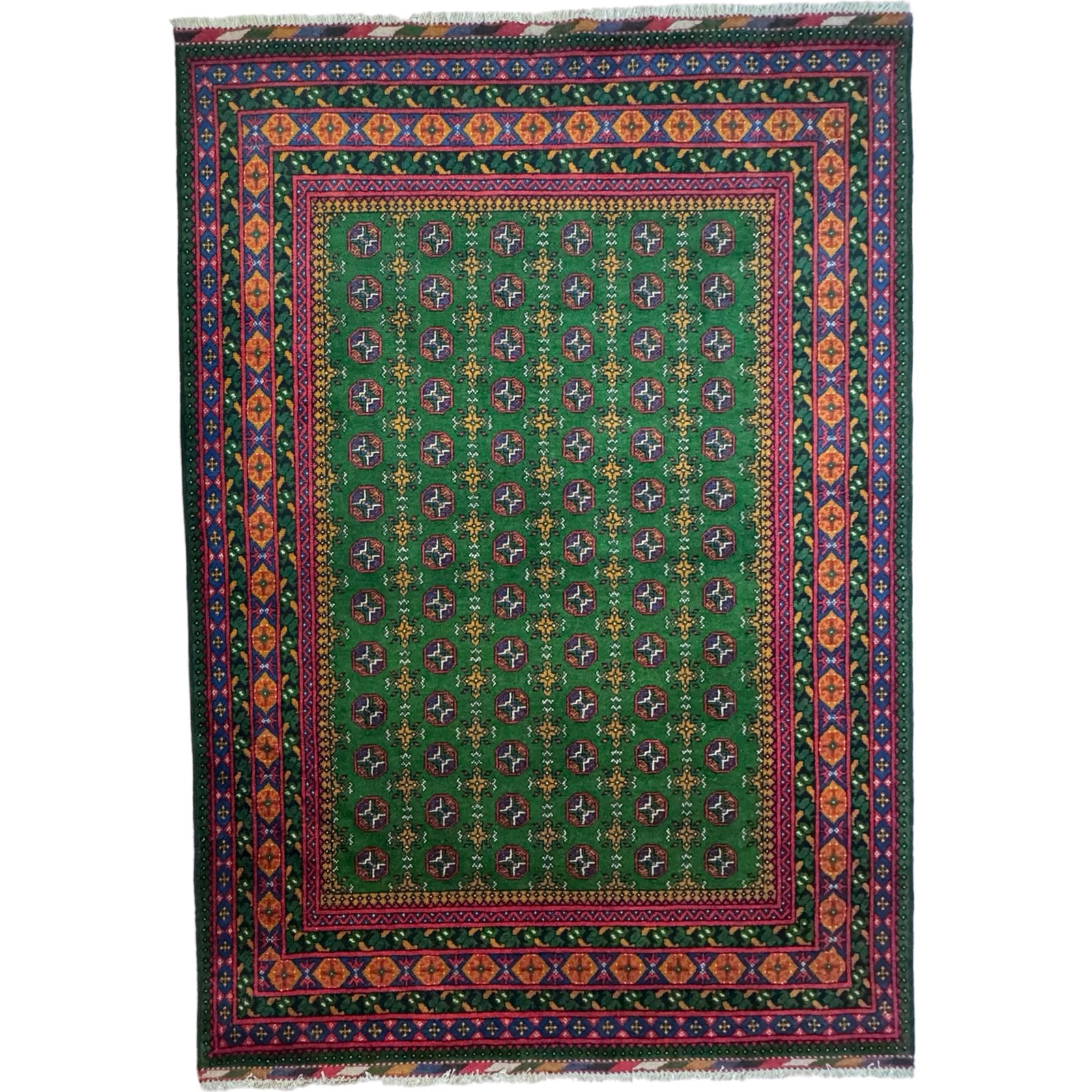 295 x 199 cm Hand-Knotted Afghan Akche Bokhara Geometric Rug