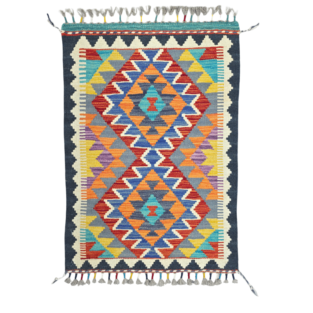 90 x 60 cm Hand Woven Afghan Kilim Rug