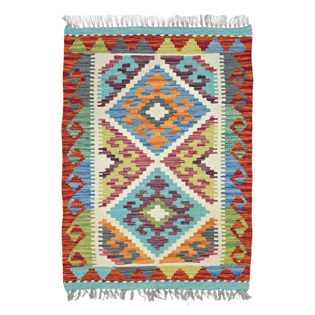 90 x 60 cm Hand-Woven Afghan Kilim Rug