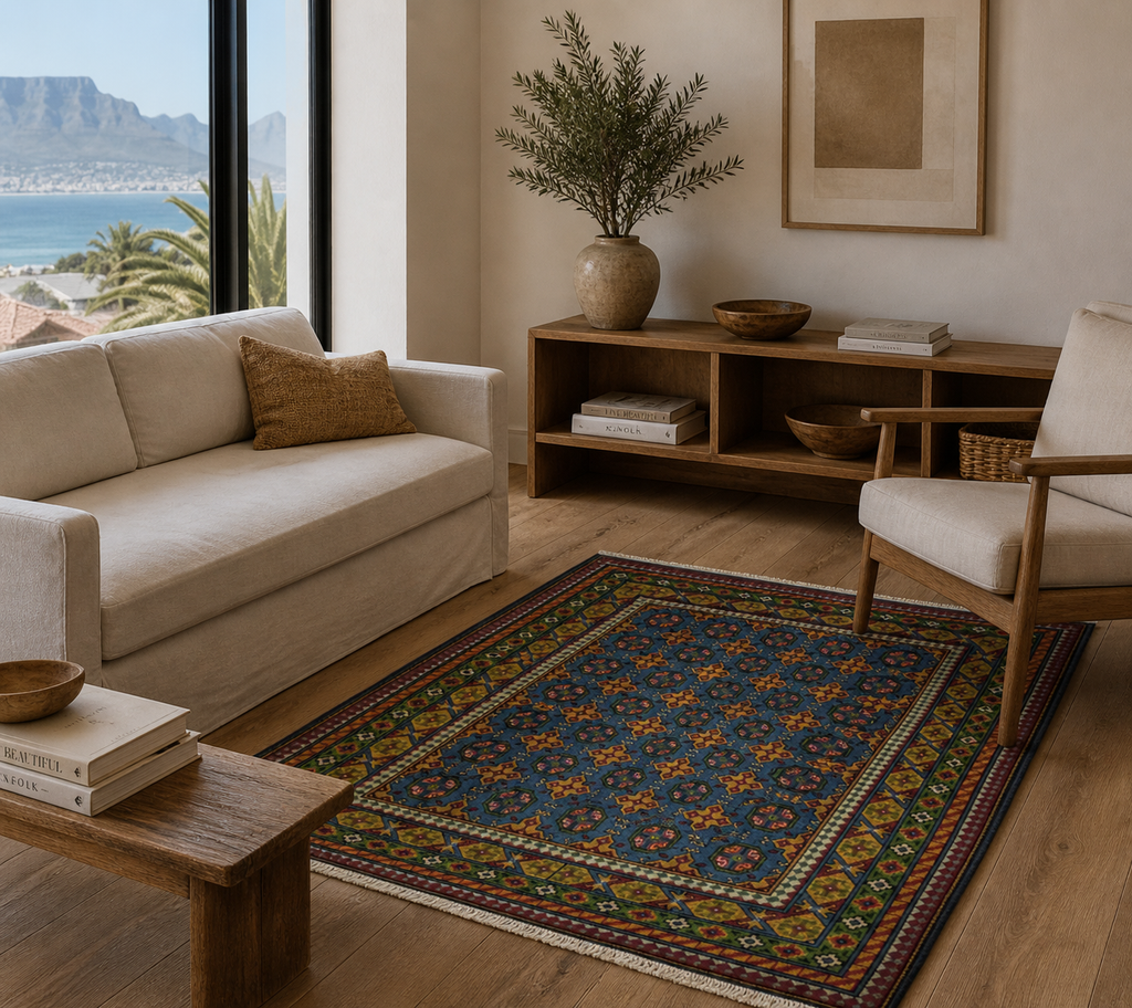 192 x 148 cm Hand-Knotted Afghan Akche Bokhara Rug