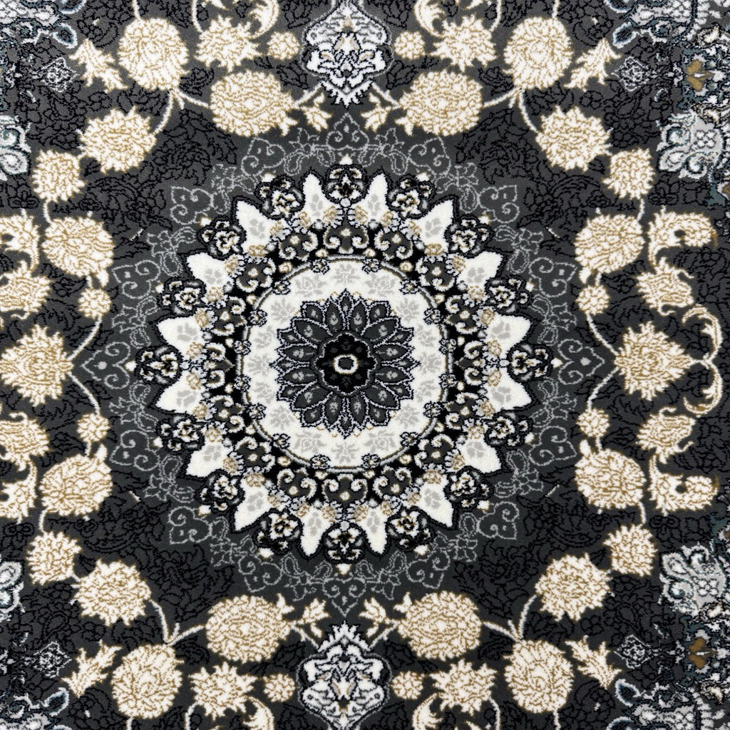 Grey and ivory Persian rug detail